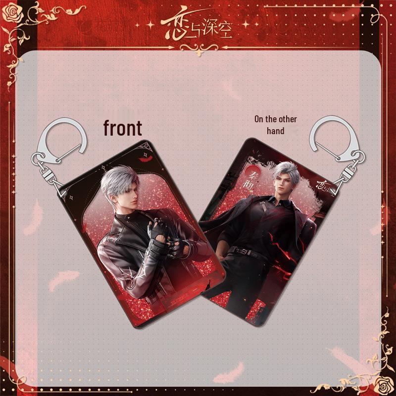 Love & Deepspace Qin Che Dark Point Acrylic Standee Keychain with Double Flash Badge Button