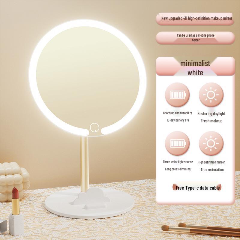 2024 LED Makeup Mirror with Storage - Desktop Vanity Mirror with Fill Light for Students