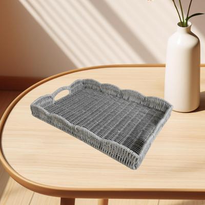 Ručně pletený servírovací podnos košík na chléb, Moderní elegantní obdélník s imitací rukojeti