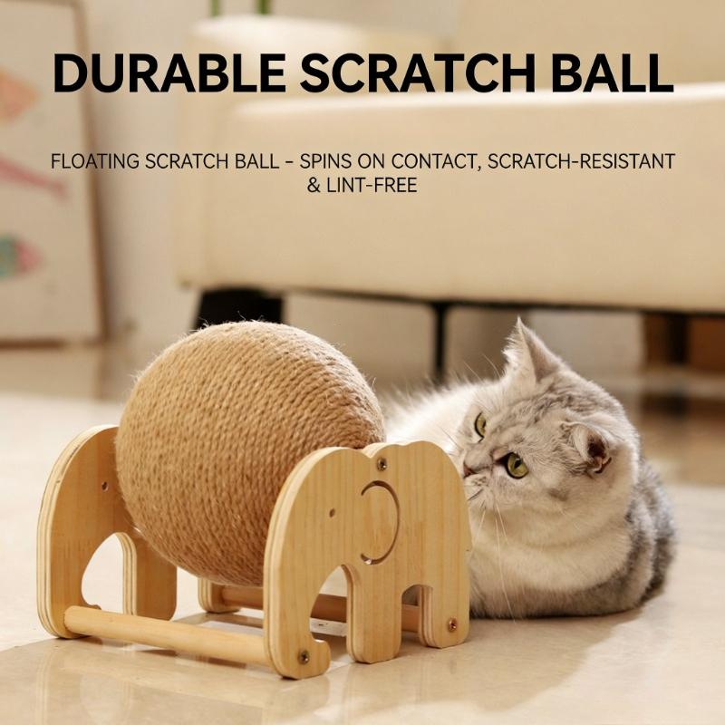 Cat Scratching Board Solid Wood Stable Scratch-resistant Hemp Rope Suspended Ball Cat Claw Sharpening Silent Entertainment Toy