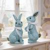 Resin Rattan Easter Bunny Vine Weaving Effect Wicker Bunny Decor Figurine Statue Decorative Ornament for Spring Table Decor
