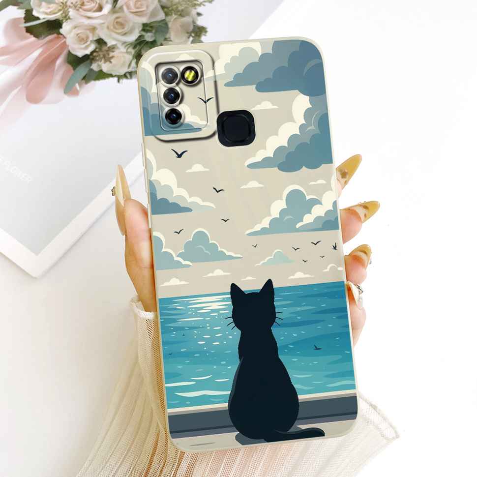 For Infinix Hot 10 Lite X657B Case Cute Cartoon Cat Print Silicone Back Cover For Infinix Hot 10Lite Phone Protection Cases