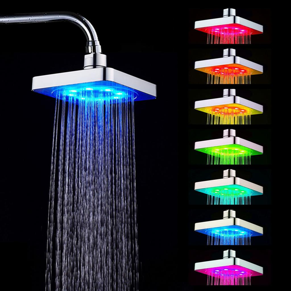 7 Colors LED Light Shower Head, ABS Material Water Powered No Battery Needed, Easy to Install with Color Changing Effect, for Home Bathroom Shower