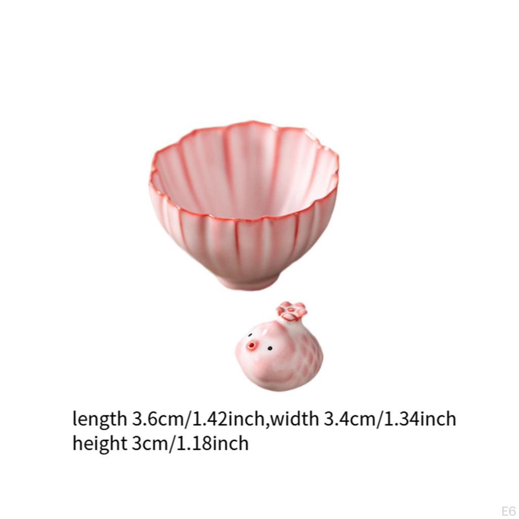 Ceramic Teacup Statue with Tea Collectible Mini Animal Sculpture Kung Fu Cup for Dining Room