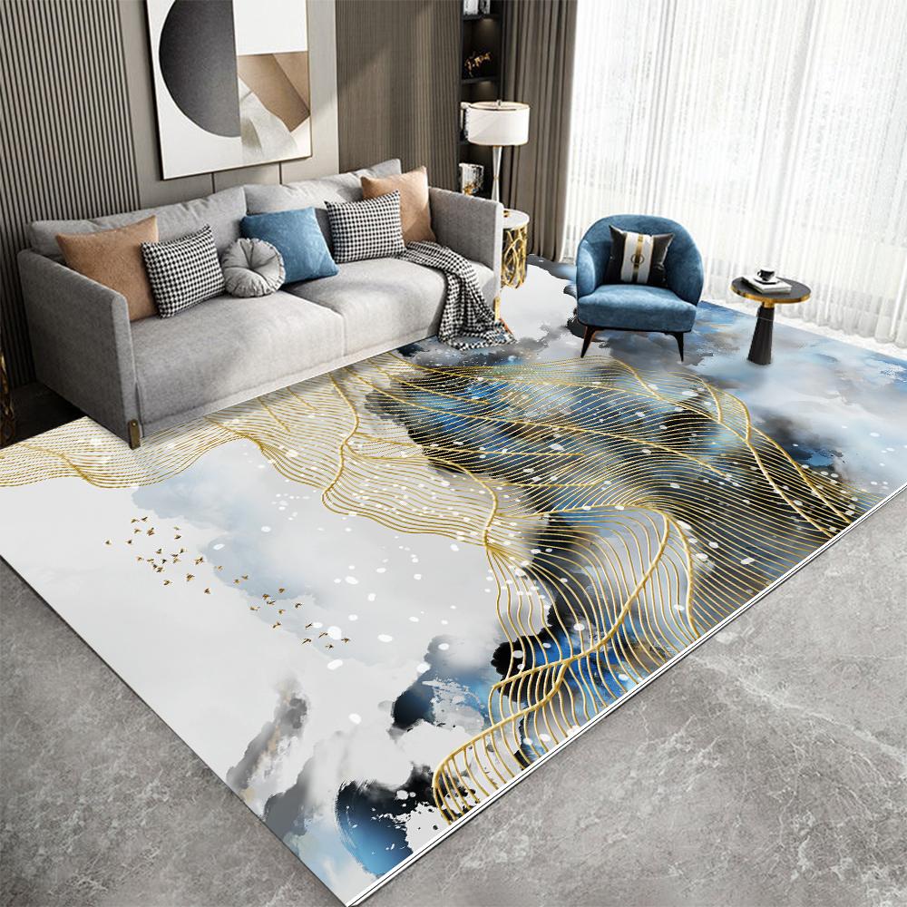 

Мармуровий килим для вітальні Nordic Abstract Deep Blue Gold Area Килимок Вітальня Спальня Приліжковий килимок Розкішний килимок для прикраси будинку 80 x120cm