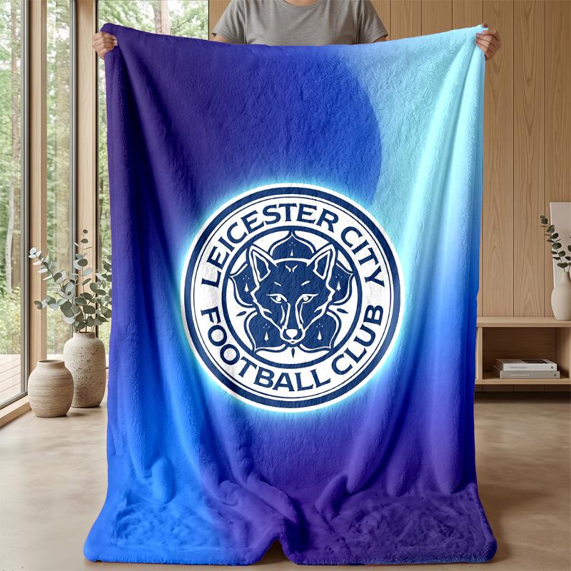 Leicester City Football Print Flannel Blanket, Soft Warm Lightweight Throw Blanket for Sofa Bed Camping