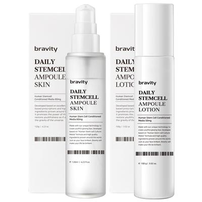 Coffret de lotions quotidiennes pour la peau aux cellules souches Bravety 120 g + 100 g [Contient un liquide de culture de cellules souches humaines (dérivé du liquide amniotique)]