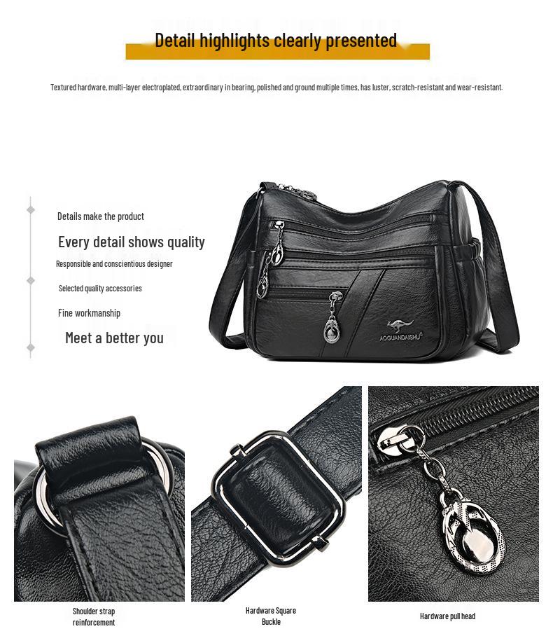 2025 Soft Leather Handbag for Women - Stylish, Simple Crossbody & Shoulder Bag for Middle-Aged Ladies