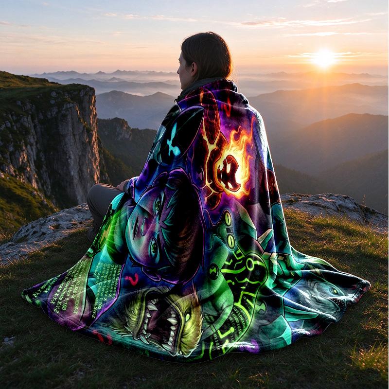 Alien Heroes Ben 10 Cartoon Print blanket Flannel Blanket Soft Cozy Plush Throw for Sofa Bed Lightweight Home Decoration