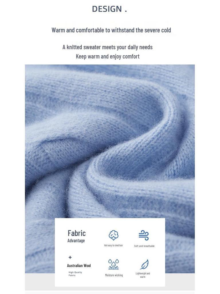 Men's Pure Wool Thick Cable Knit Sweater - Round Neck Solid Color for Autumn and Winter