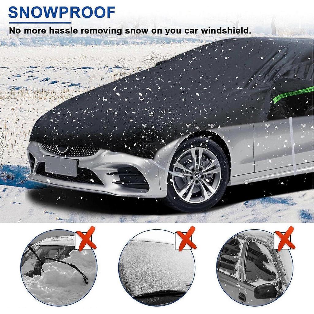 2025 Latest Model Universal Half Car Cover Waterproof All Weather, Black Car