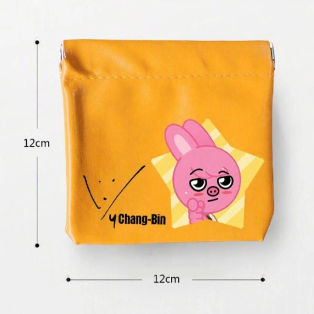 Stray Kids PU Leather Coin Purse Cute Cartoon Digital Storage Bag Portable Earphone Cable Lipstick Organizer Pouch Gift