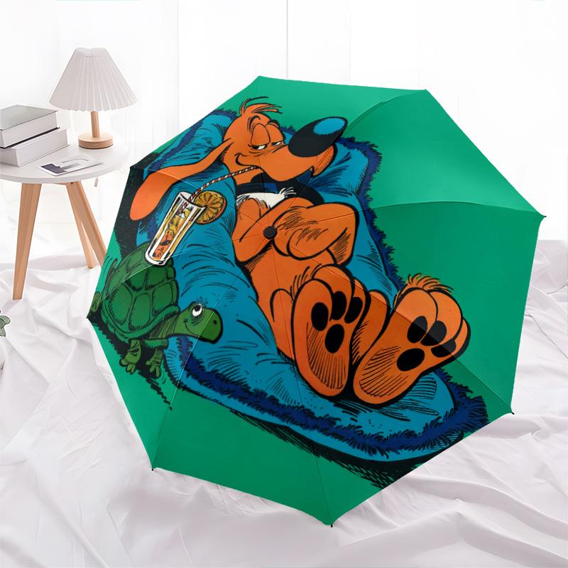 Bole and Bill Pattern, Automatic Folding Umbrella, Portable and Foldable Design, 8 Ribs, a Christmas or Birthday Gift.