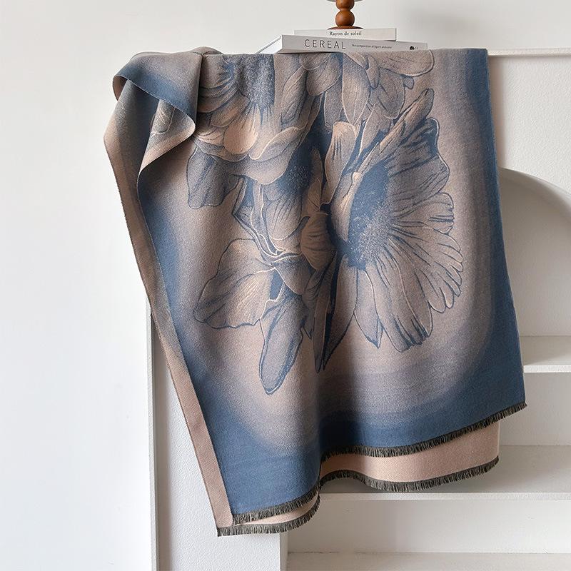 Gentle And Classic Color Imitation Cashmere Scarf Women'S Versatile Warm Scarf Big Shawl With High Sense
