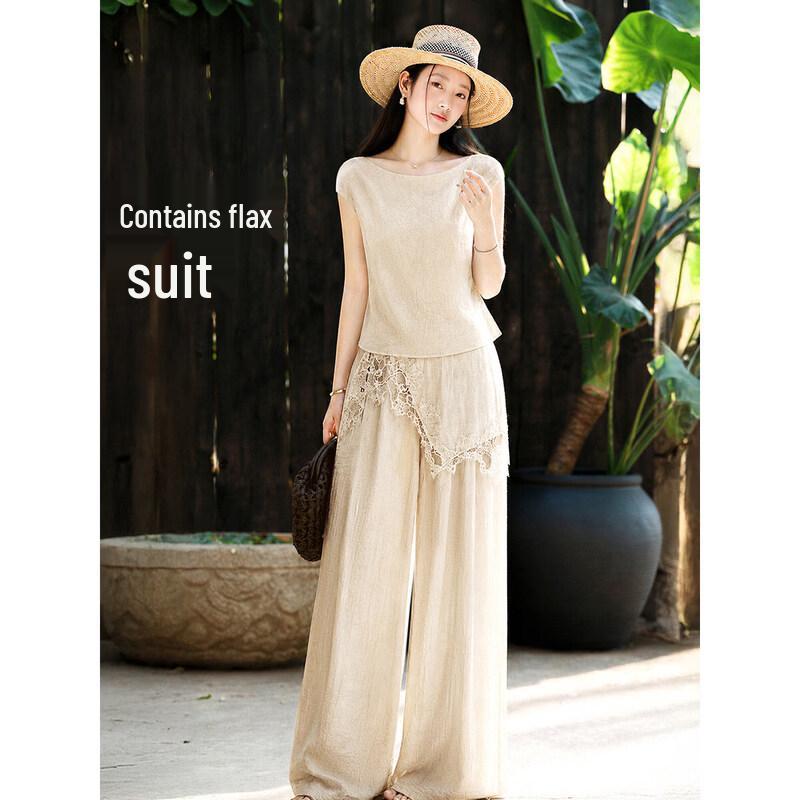 Mohan Yimei 2026 Summer Linen Blend Two-Piece Set M