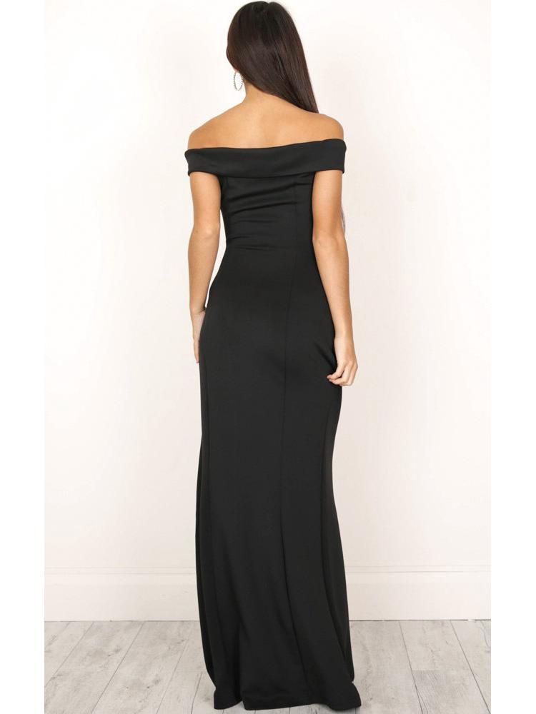 Autumn Hot Style Simple Bandeau Slit Floor-Length Dress