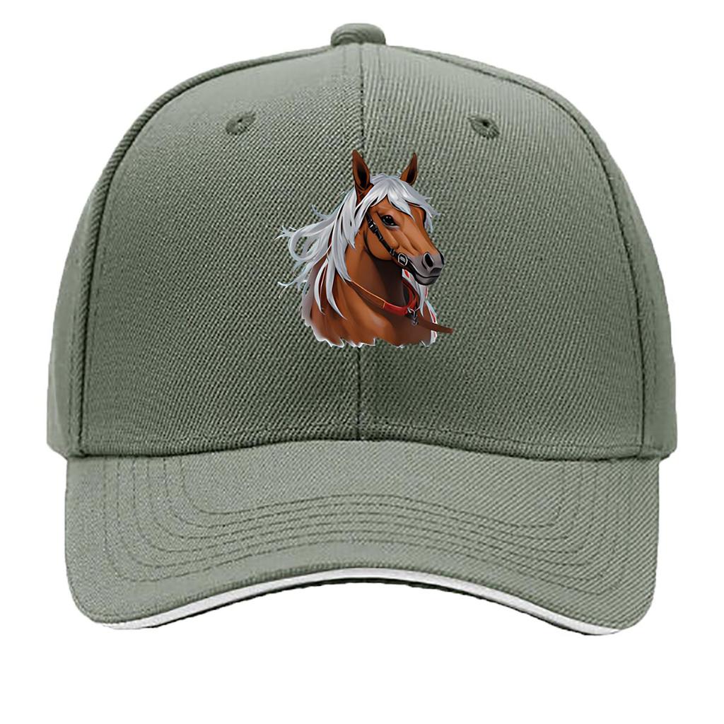 Brown Horse White Unisexe Wall Art Hip Hop Hat Fashion Outdoor Sports Sandwich Baseball Cap