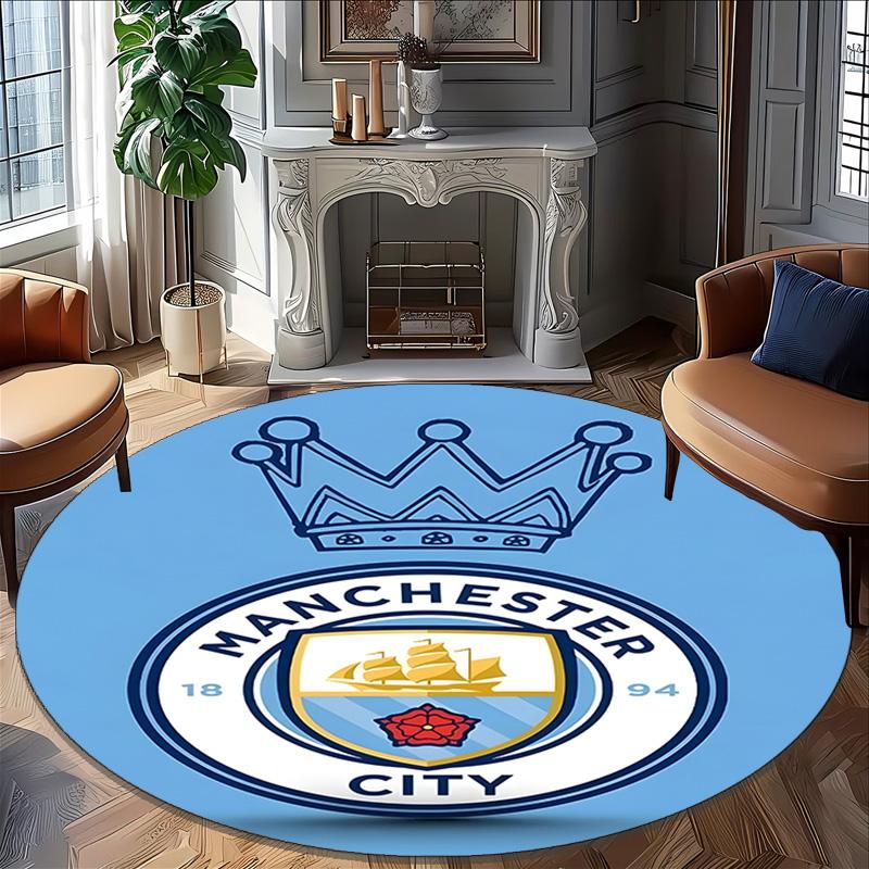 1pc Football Team Print Round Carpet Chair Round Carpet Suitable for Bedroom Living Room Home Decorative Carpet