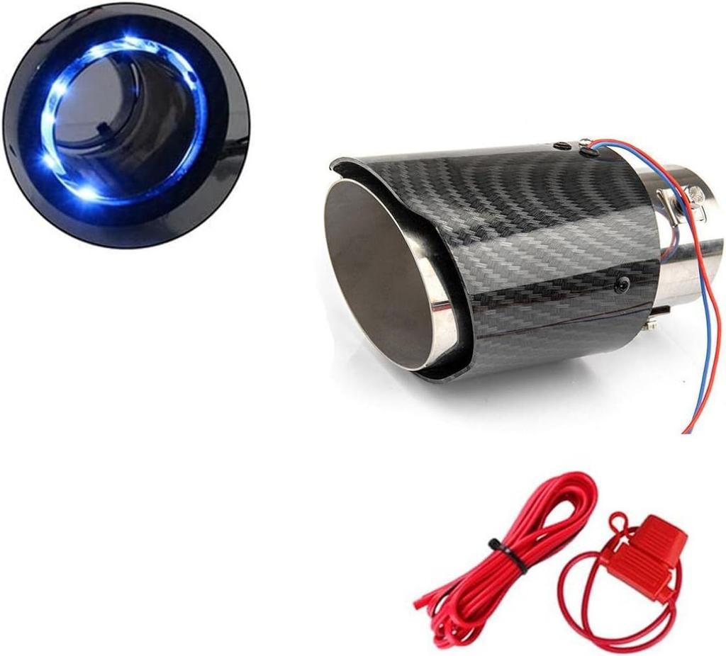 Car modification carbon fiber light-emitting tailpipe with, high temperature resistant LED light modification car exhaust pipe f