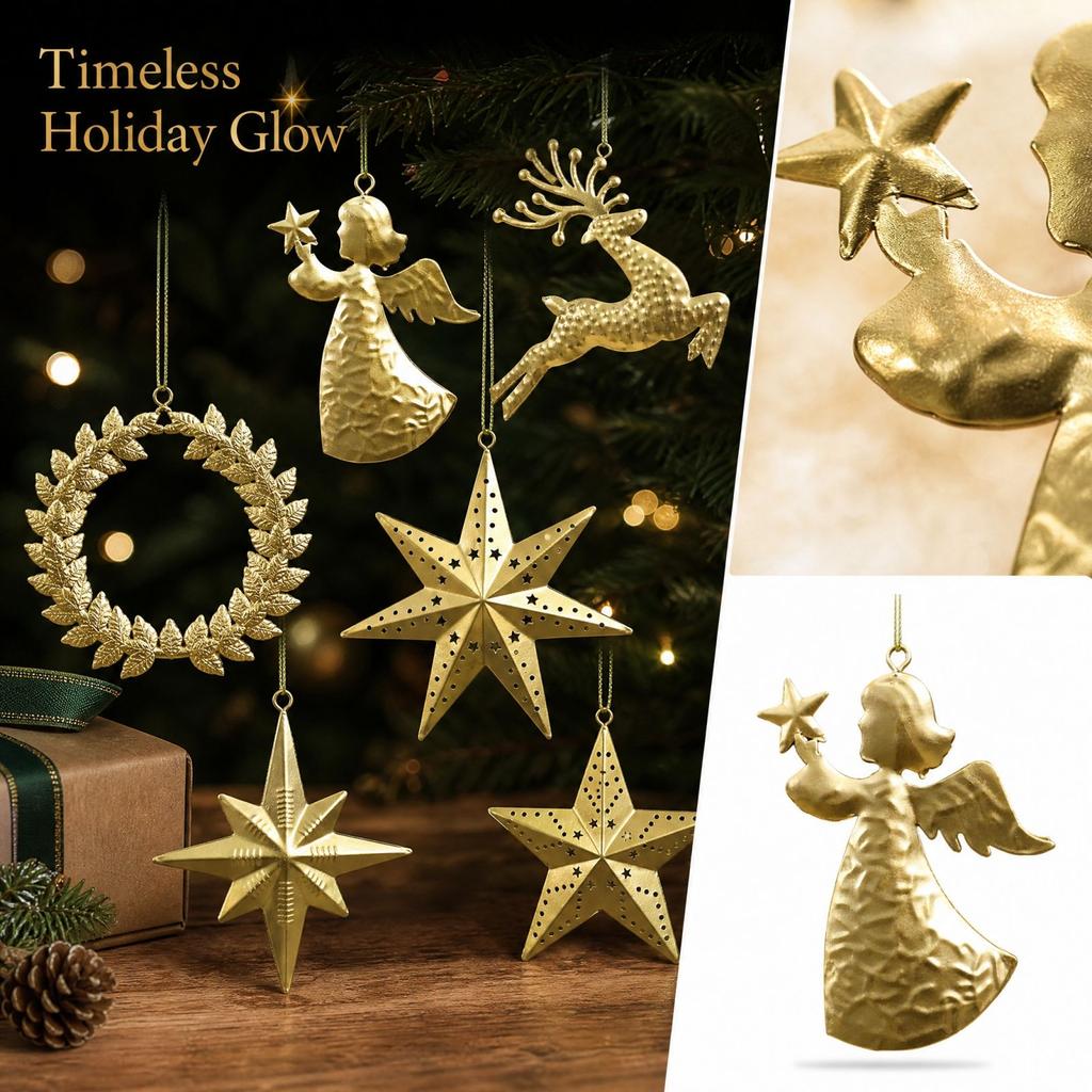 Vintage Gold Christmas Tree Hanging Ornament, Christmas Decoration