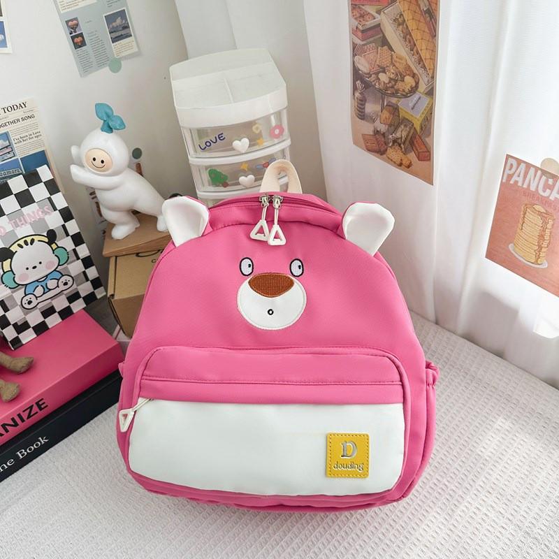Bear Little Children Backpack Zipper Design Adjustable Shoulder Straps Schoolbag