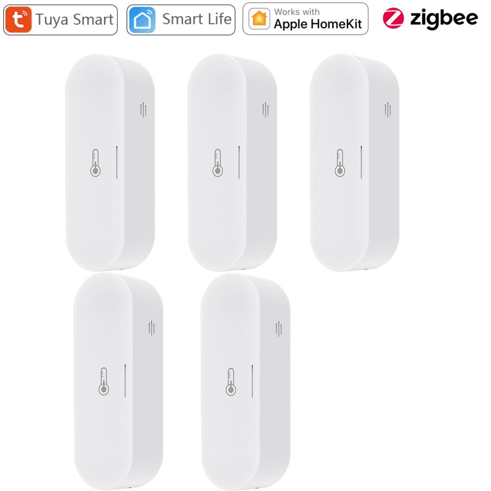 Tuya Zigbee Smart Temperature and Humidity Sensor Micro USB / Battery Powered Home Security Work with Homekit Alexa Google Home