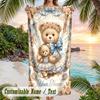 Teddy Bear Theme Beach Towel Personalized Custom Name & Text Soft Quick Dry Beach Towel for Swimming Travel