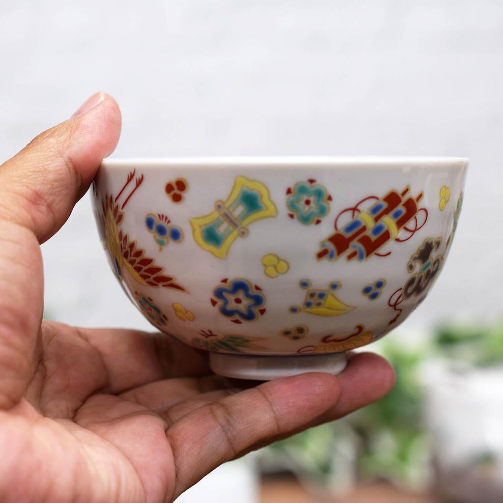 Waza No Kura Small Kutani Ware Rice Bowl, Treasure-filled Ceramic, Japanese Tableware, Stylish Birthday Gift