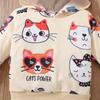 Girls' Cat Hooded Pullover and Pants Set - Spring/Autumn Fashion Two-Piece Outfit