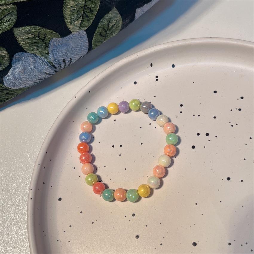 

Радужный браслет-резинка из бусин с плюшевым мишкой для женщин - Модный 2022 год, корейский стиль, ручное украшение