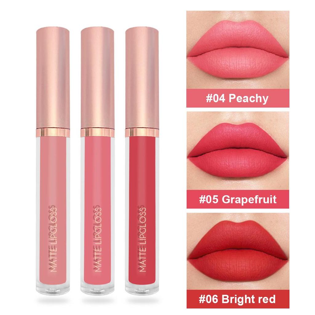 3-Piece Dynamic Watery Matte Lip Glaze Set - Long-lasting, Student-friendly Lipsticks
