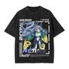 Summer Fashion 100% Cotton Washed Acid T-shirts  Great Eight Islands of Japan Tuna Fish Vintage Wash Japanese Design Tees
