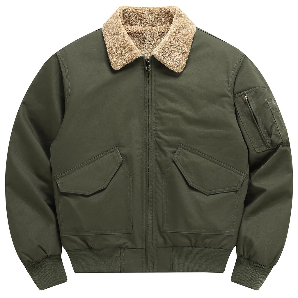 Extra silná bunda pilota z čisté bavlny pro pánskou zimní bundu plus sametová zateplená teplá bavlněná bunda z jehněčí vlny bavlněná bunda