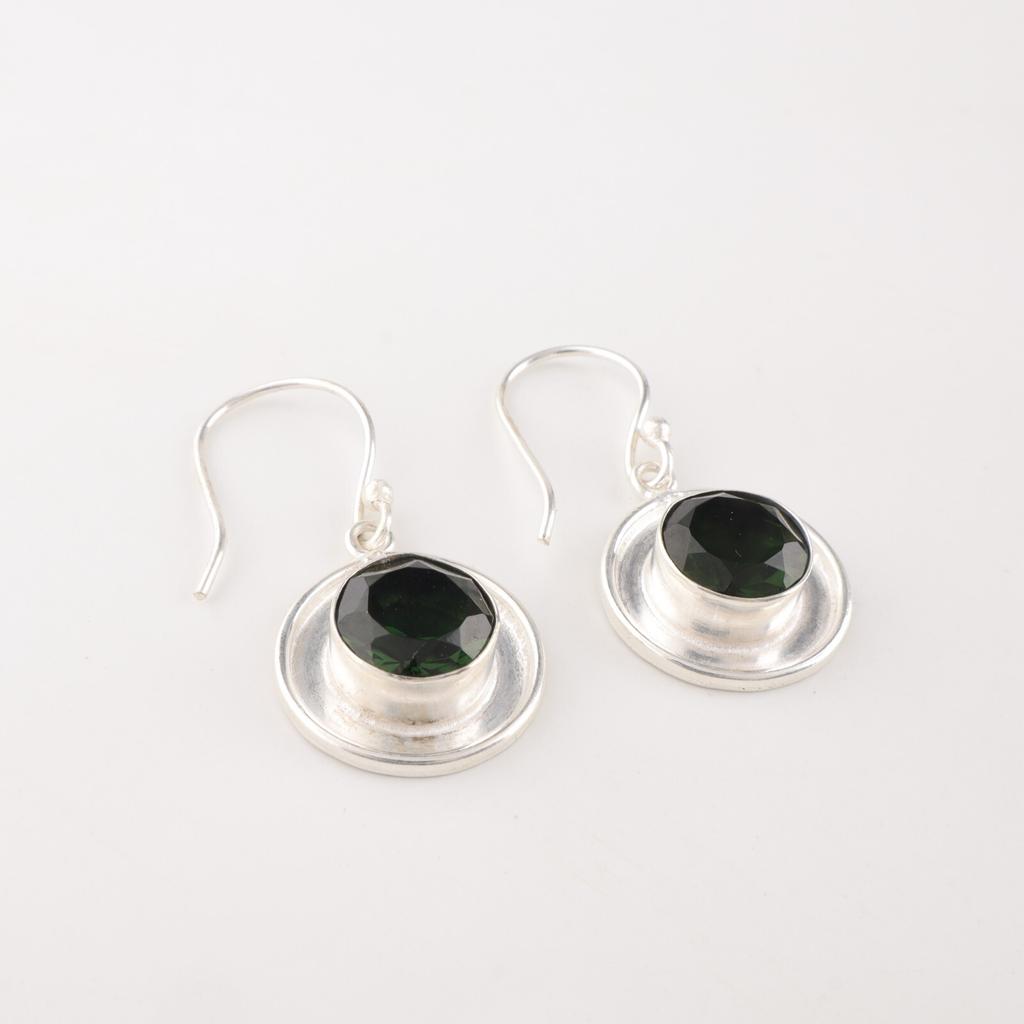 Green Tourmaline Gemstone 925 Sterling Silver Jewelry Handmade Earrings 1.40" EE-4-43