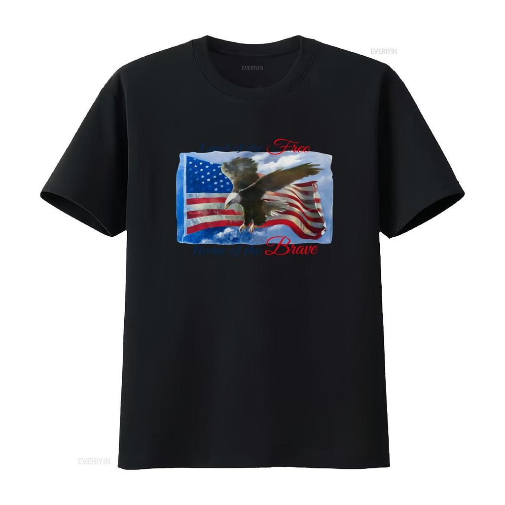 Vintage 90s Land of the Free Home Brave Eagle American Flag 4th July America White T Shirt Size L vintage Washed Soft homme