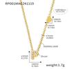 Qiong Yao 26-Letter Zircon Inlaid Jewelry Set: Gold-Plated Titanium Steel Necklace, Bracelet, Ring, and Stud Earrings.