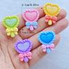 10Pcs New Cute Bow Shaped Heart-shaped Lollipop Flat Back Resin Cabochons Scrapbooking DIY Jewelry Craft Decoration Access