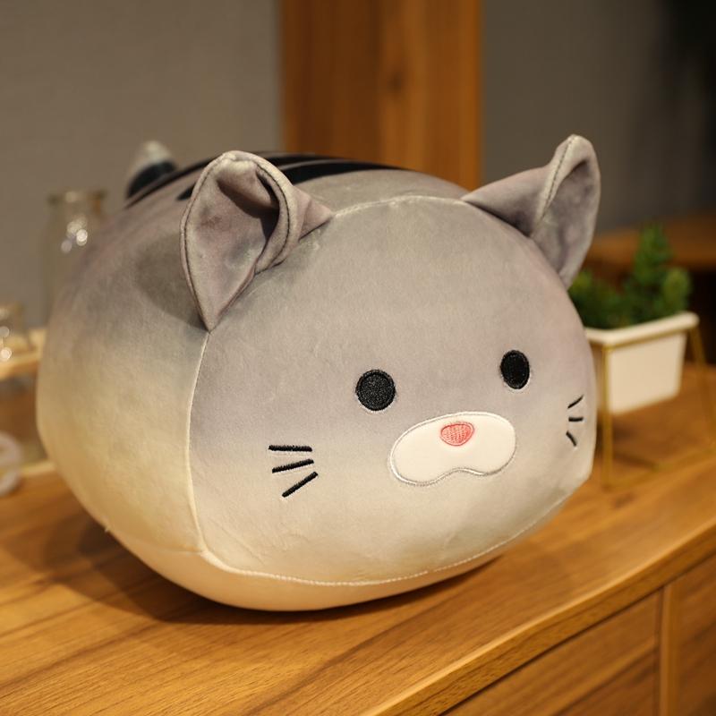 Cute Round Ball Shape Fat Lazy Cat Plush Toy Stuffed Cartoon Aniamls Likelike Bread Toast Cat Husky Shiba Inu Dog Throw Pillow