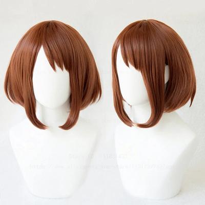 Perucă Ochako Uraraka pentru cosplay, scurtă, maro, Bob, rezistentă la căldură, păr sintetic, peruci anime