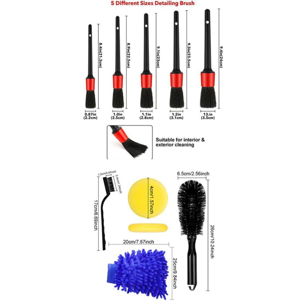12pcs/Set Tire Brush Car Cleaning Brush Kit Dashboard Car Detailing Brush  Car Seat Cleaning