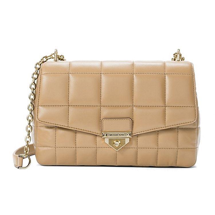 

Michael Kors MK Soho Quilted Chain Flap Crossbody Bag Women bags Beige 30F0L1SL4L-222 Basic Set (Bag+Dust Bag)