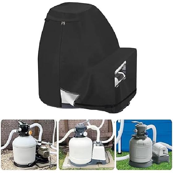 Bitubi Sand Filter Pump Cover,Waterproof Anti-UV Above Ground Pool Pump Cover,Suitable for Most Popular Brands Sand Filter on Market (Black)