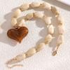 Exaggerated Colorful Resin Large Heart-Shaped Pendant Necklace for Women Vacation Style Irregular Beads Choker Necklaces Jewelry