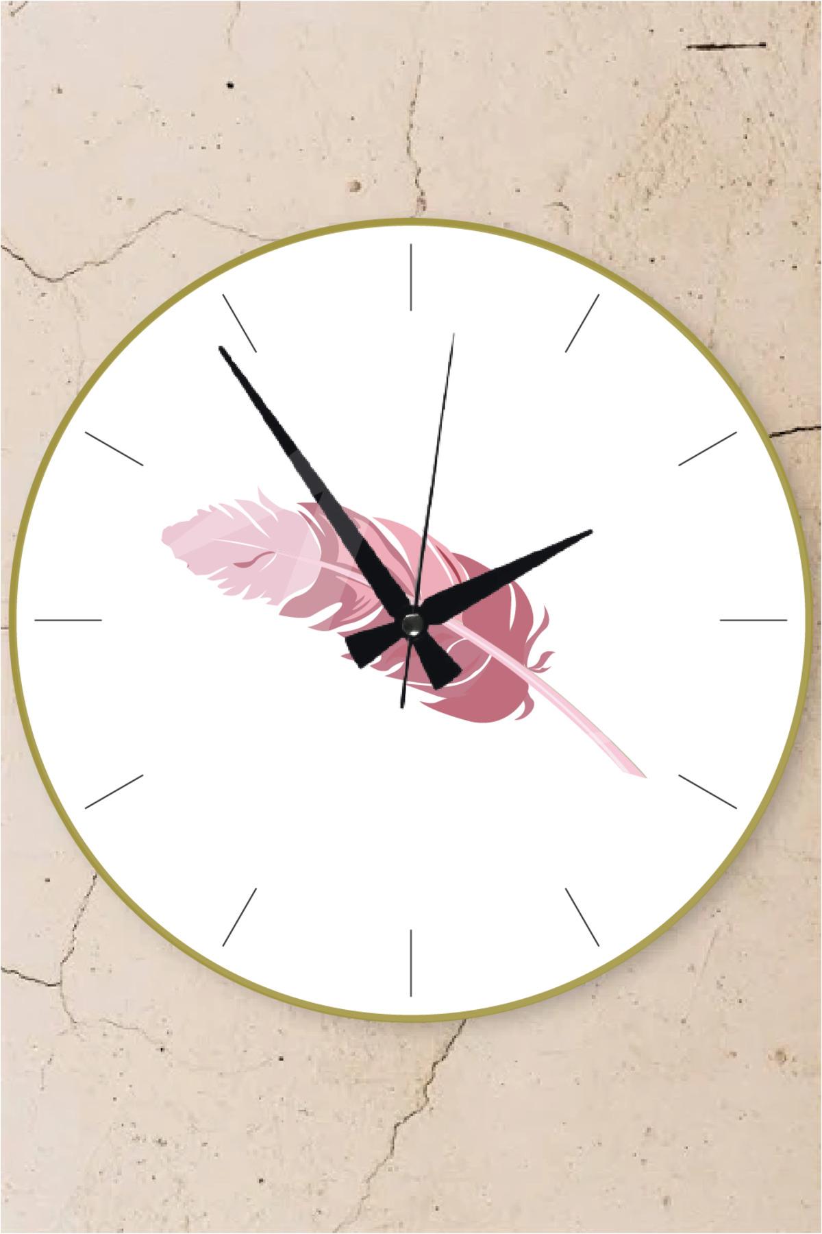 

Muyika Овальные настенные часы из настоящего стекла с розовым пером, 36 см, Pds-36 36