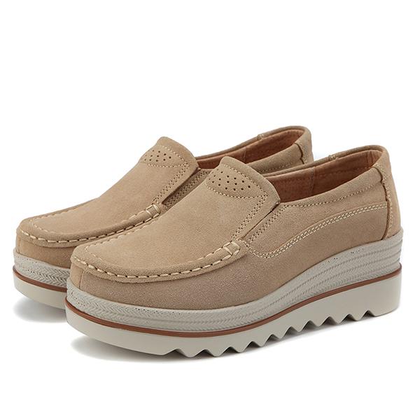 

Жіноча мода Lazy Shoes Натуральна шкіра Сліпони з товстим низом Взуття на танкетці Жіноче взуття 41 хакі