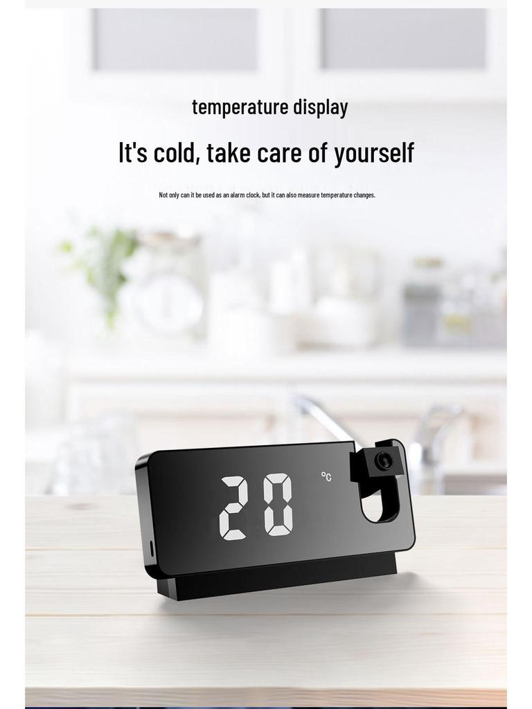 LED Projection Alarm Clock with Silent Snooze Feature