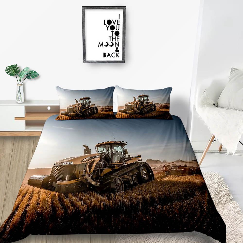2023 New Style 3D Vehicle Printing Duvet Cover Set Farmland Home Textiles Soft Bedding Cover Suit Teen Children Luxury Bed Set