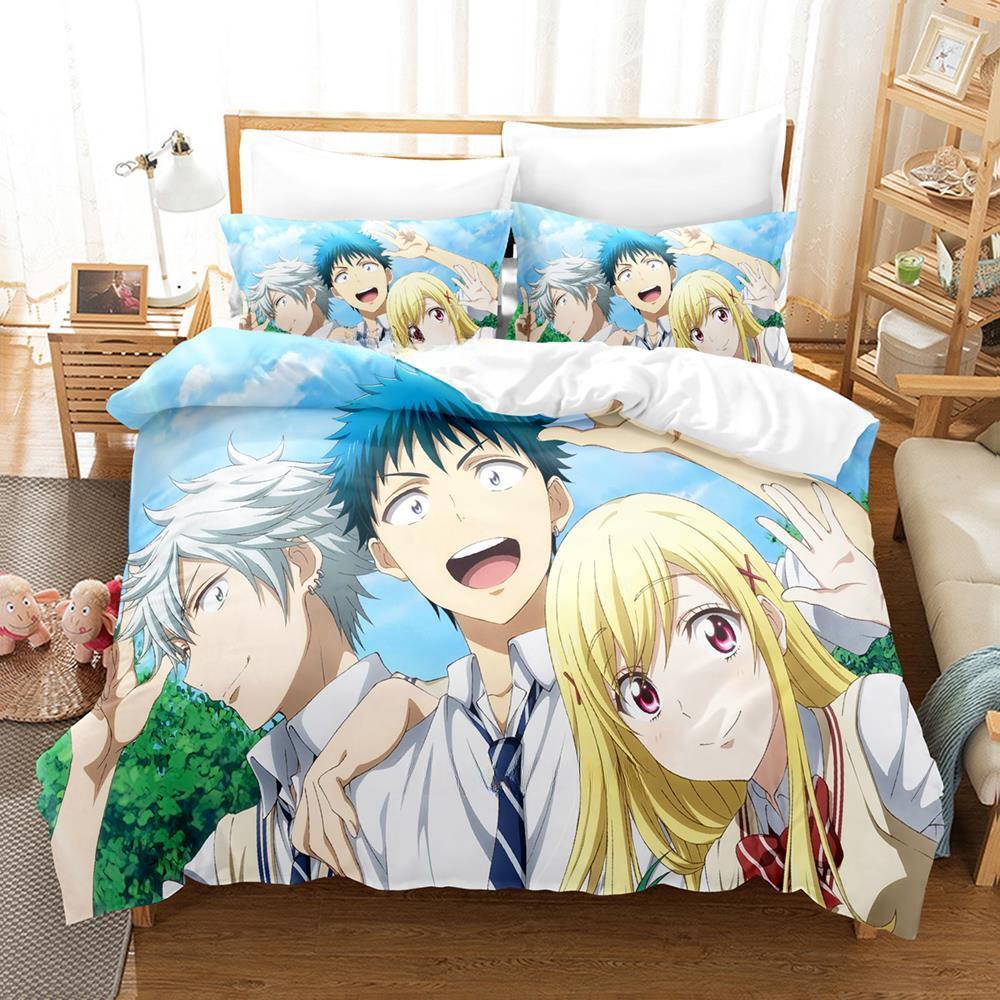 Yamada-kun och de sju häxorna Sängkläder Tecknad Anime tredelat set Vuxen Barn Sovrum Påslakanset 3D Kawaii Flickor