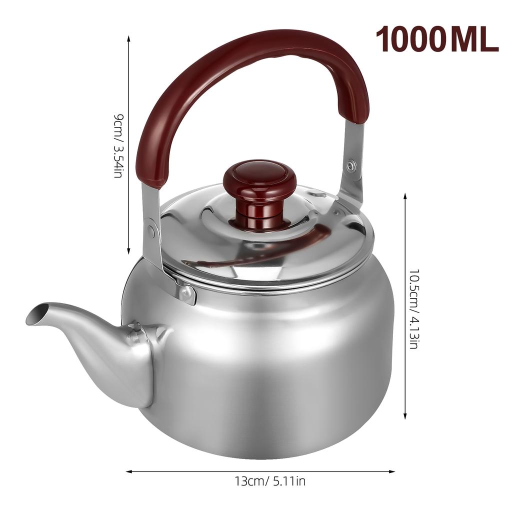 Svilpojošs nerūsējošā tērauda tējkanna 500 ml Liela ietilpība Karstumizturīga Sabiezināta Sildīšanas plīts virsma Portatīva Mājsaimniecības