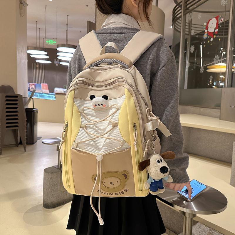 Contrast Color Backpack Junior High School Student Schoolbag Lightweight Large Capacity Backpack